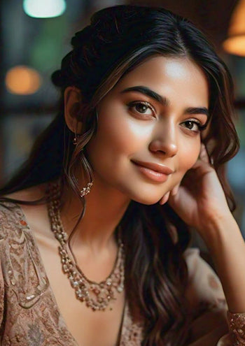Girl having Haldi Mehendi look with traditional bridal makeup - Charmacy Milano