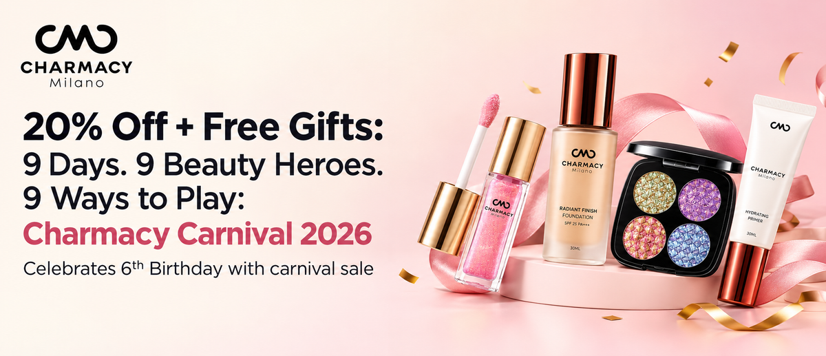 Charmacy Carnival 2026 9-day beauty sale with hero makeup products and arcade games 