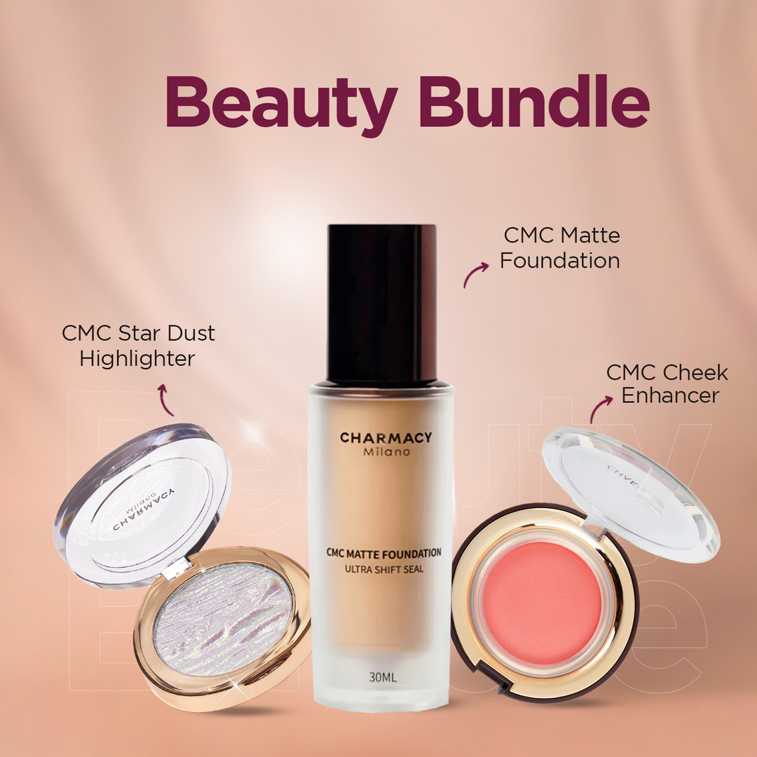 CMC MATTE FOUNDATION + CHEEK ENHANCER + STAR DUST HIGHLIGHTERS - Pack of 3 (Bundle)