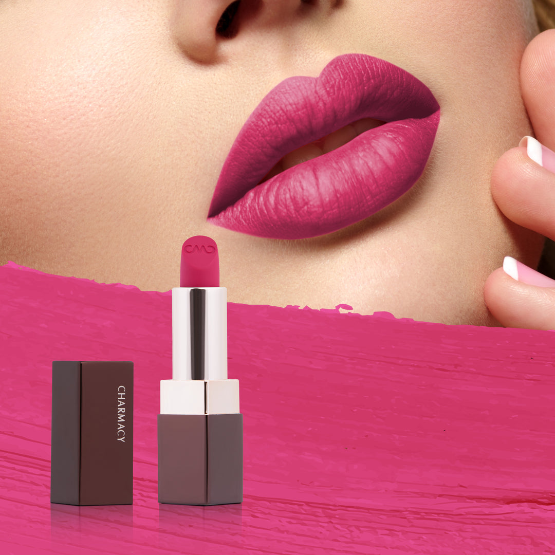 Soft Satin Matte Lipstick for Soft Lips | Charmacy Milano | __color_53-fiery-rose